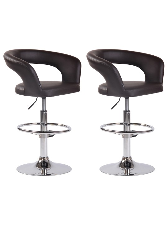Juego de 2 taburetes de bar Jaen piel sintética, marrón