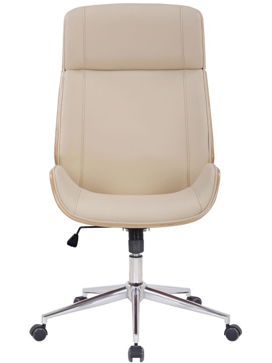 Silla de oficina Varel piel sintética, natural/crema