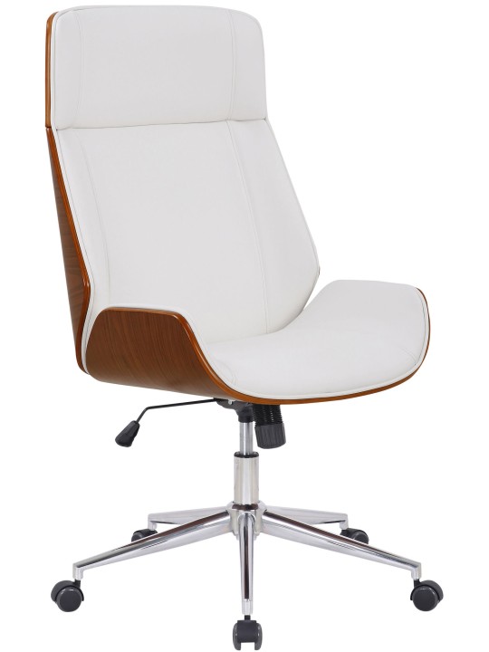 Silla de oficina Varel piel sintética, nogal/blanco