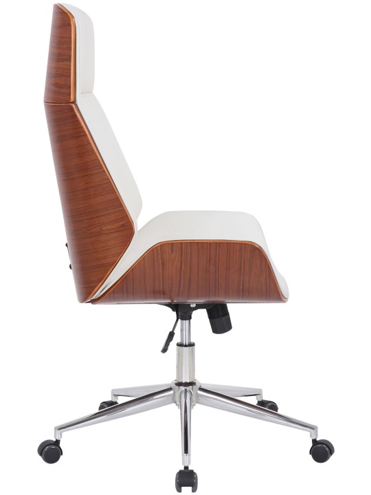 Silla de oficina Varel piel sintética, nogal/blanco