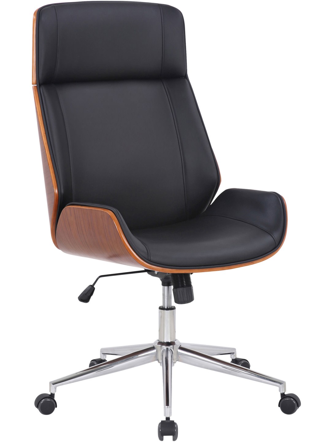 Silla de oficina Varel piel sintética, nogal/negro