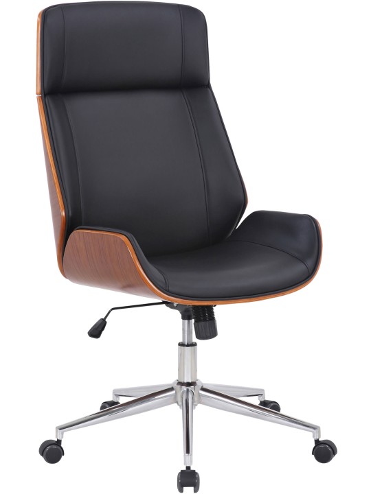 Silla de oficina Varel piel sintética, nogal/negro