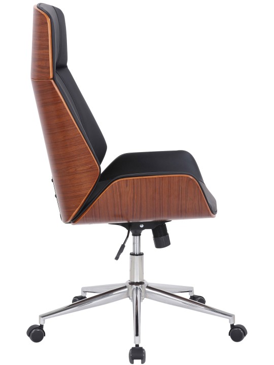 Silla de oficina Varel piel sintética, nogal/negro