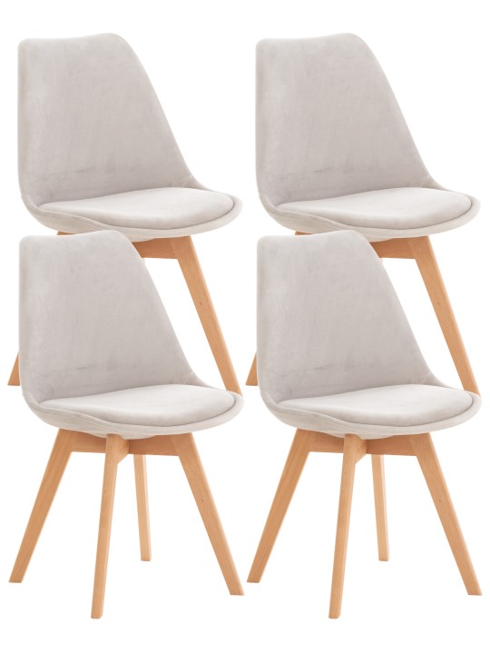 Conjunto 4 sillas Linares terciopelo, gris claro Conjunto 4 sillas Linares terciopelo, gris claro