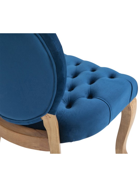 Silla de comedor Temara terciopelo antiguo-claro, azul