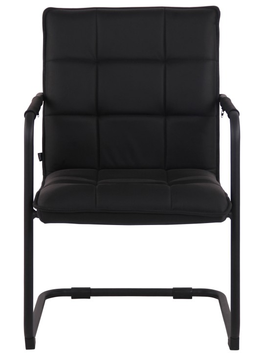 Silla de visita Gandia piel auténtica, negro