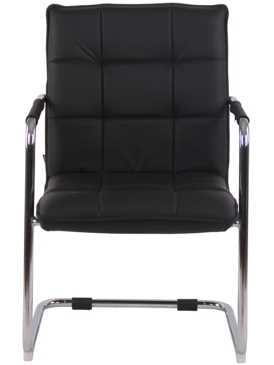 Silla de visita Gandia cuero genuino cromo, negro