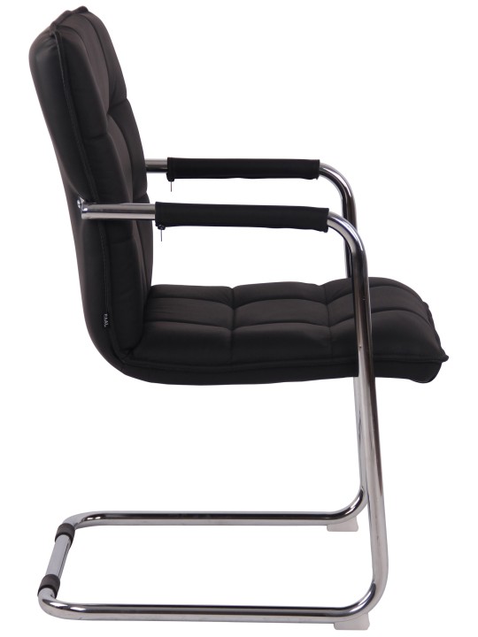 Silla de visita Gandia cuero genuino cromo, negro