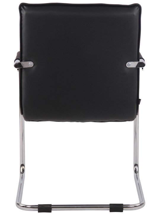 Silla de visita Gandia cuero genuino cromo, negro