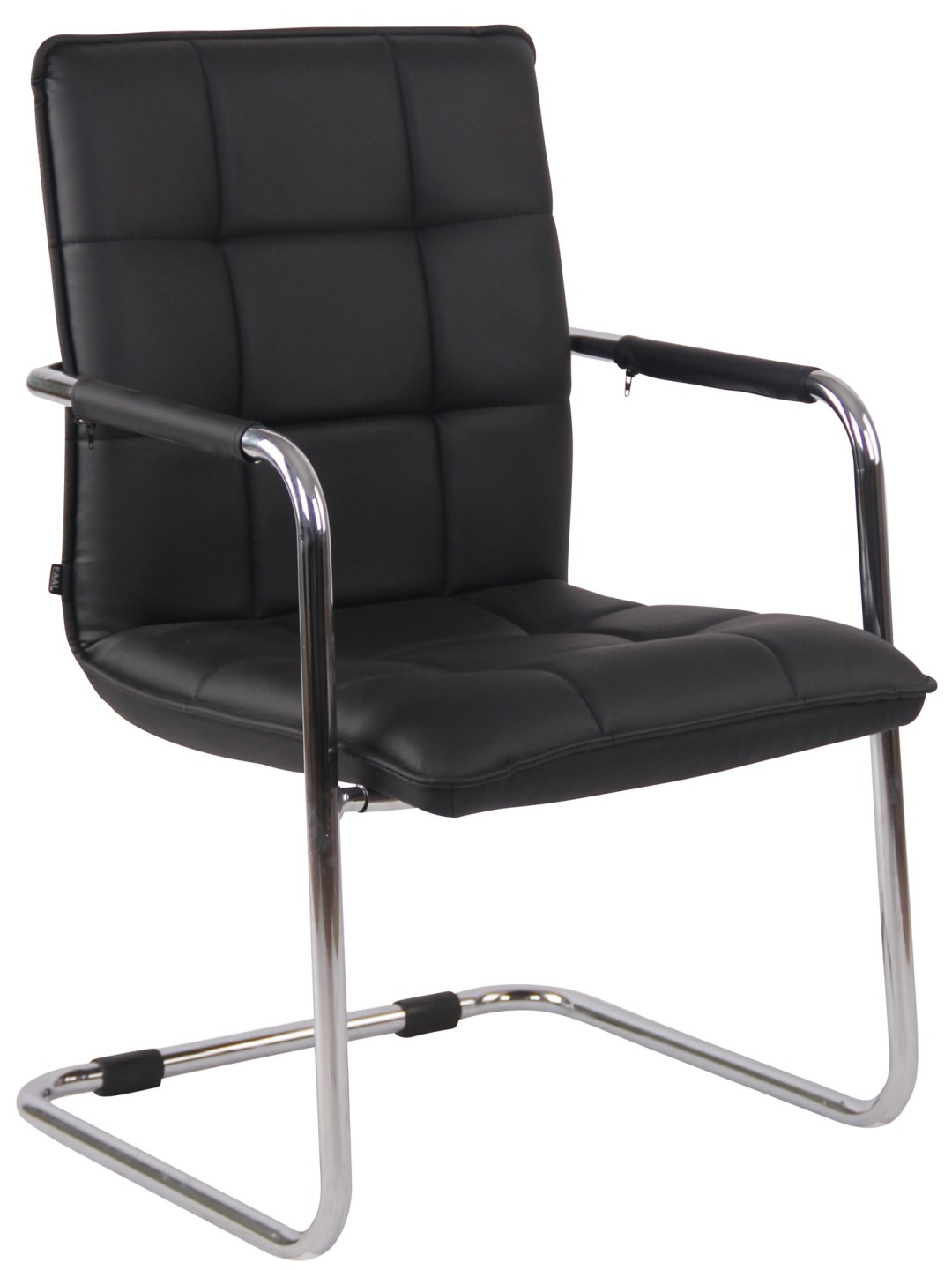 Silla de visita Gandia polipiel cromada, negro