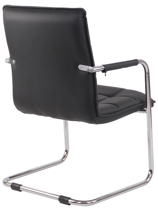 Silla de visita Gandia polipiel cromada, negro