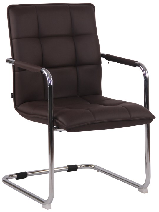 Silla de visita Gandia polipiel cromada, marrón