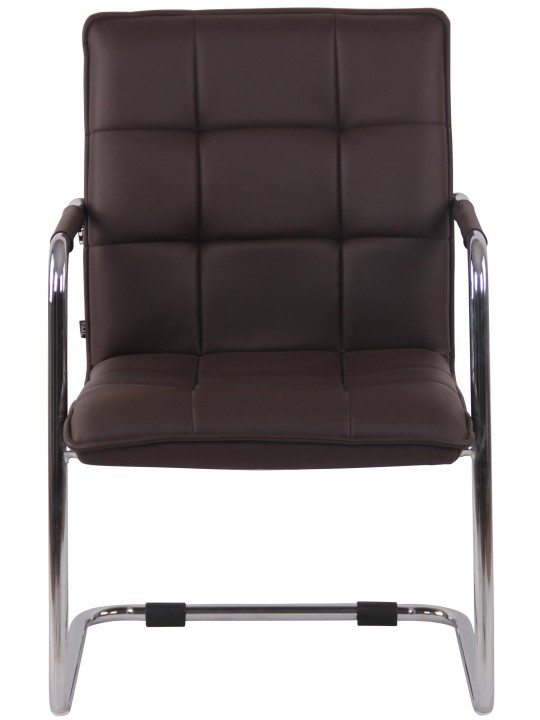 Silla de visita Gandia polipiel cromada, marrón