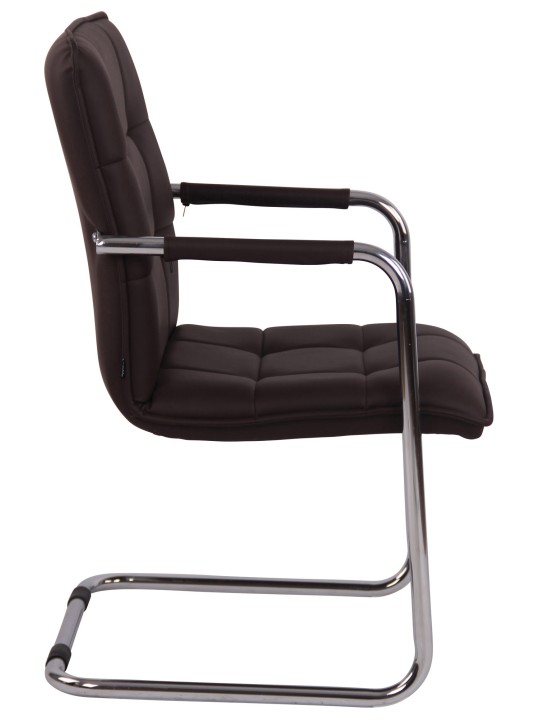 Silla de visita Gandia polipiel cromada, marrón