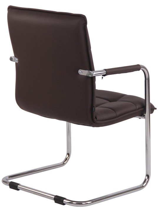 Silla de visita Gandia polipiel cromada, marrón