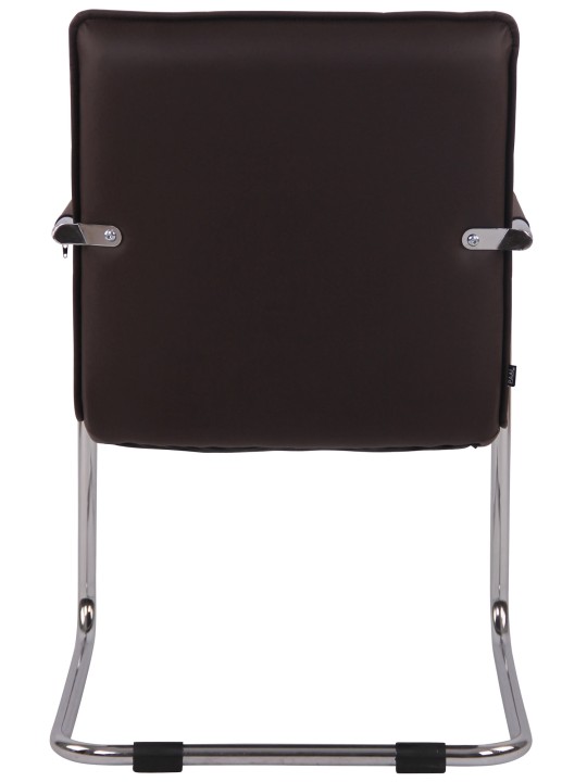 Silla de visita Gandia polipiel cromada, marrón