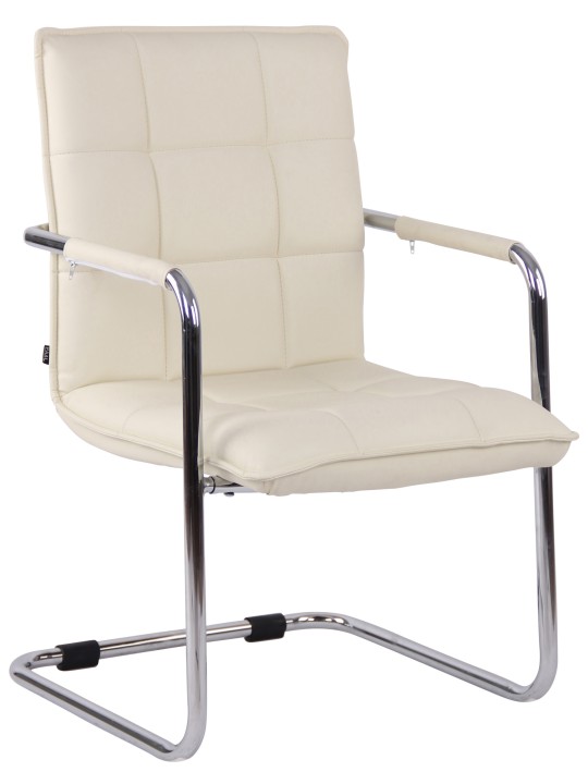 Silla de visita Gandia polipiel cromada, crema