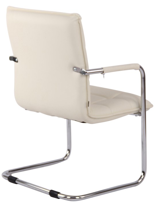 Silla de visita Gandia polipiel cromada, crema