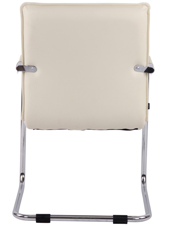 Silla de visita Gandia polipiel cromada, crema