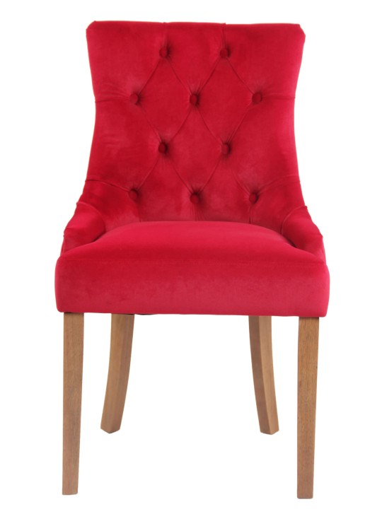 Juego de 4 sillas de comedor Aberdeen terciopelo antiguo-claro, rojo