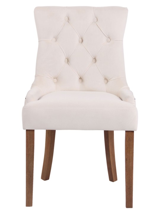 Juego de 4 sillas de comedor Aberdeen terciopelo antiguo-claro, crema