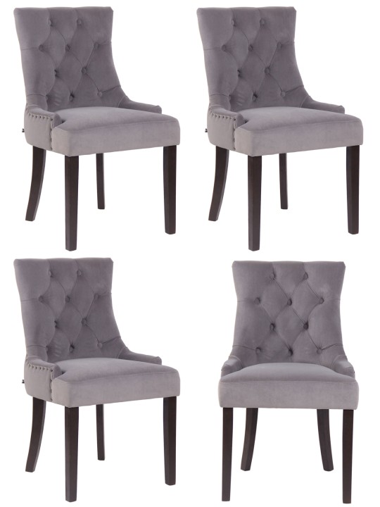 Juego de 4 sillas de comedor Aberdeen terciopelo antiguo, gris