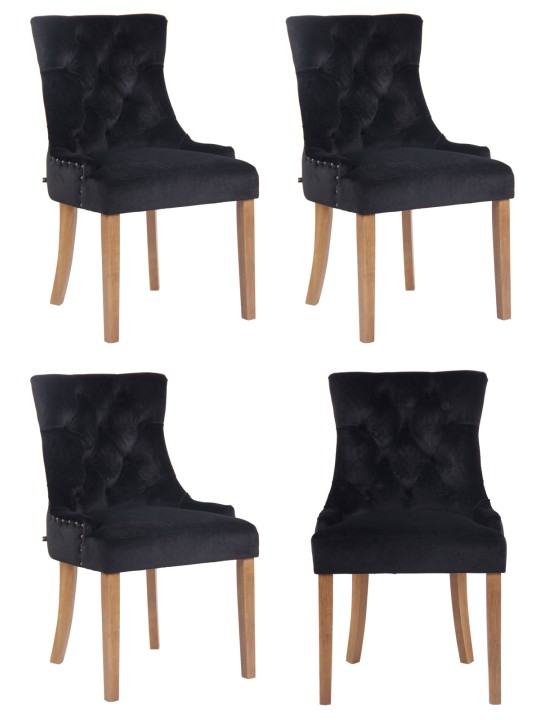 Juego de 4 sillas de comedor Aberdeen terciopelo antiguo-claro, negro