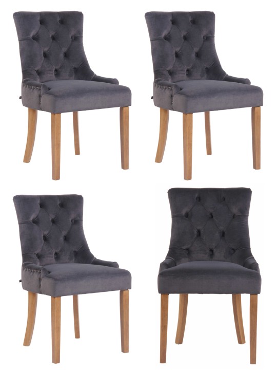 Juego de 4 sillas de comedor Aberdeen terciopelo antiguo-claro, gris oscuro Juego de 4 sillas de comedor Aberdeen terciopelo antiguo-claro, gris oscuro
