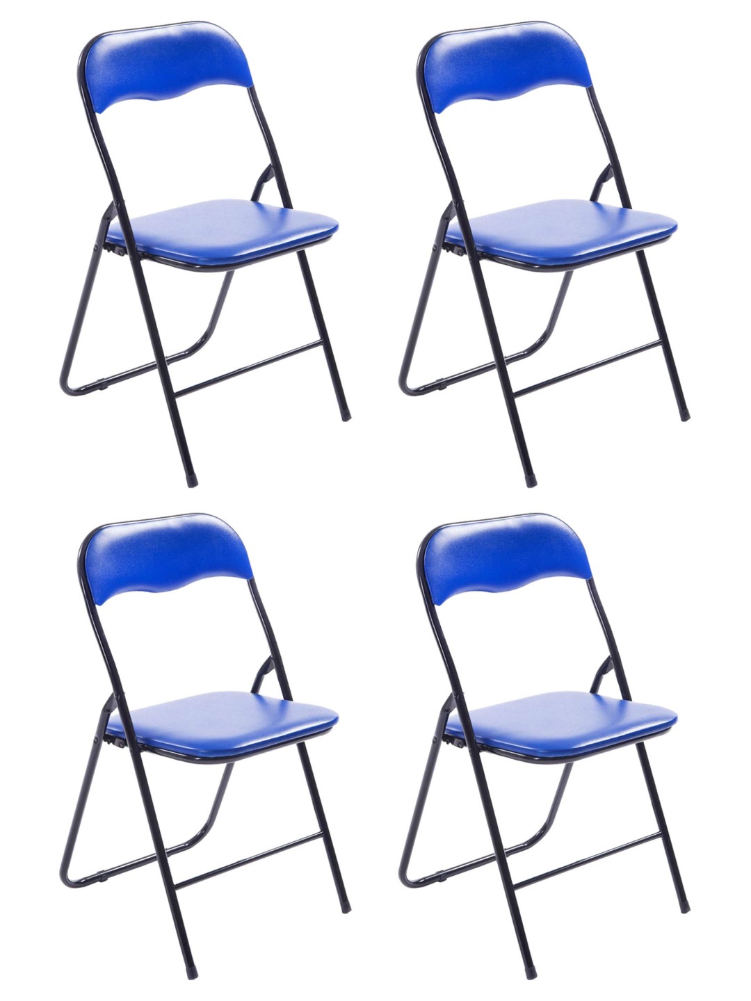 Conjunto de 4 sillas plegables Felix, azul/negro