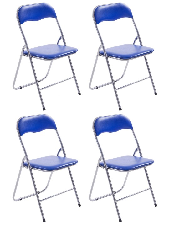 Conjunto de 4 sillas plegables Felix, azul/plata Conjunto de 4 sillas plegables Felix, azul/plata