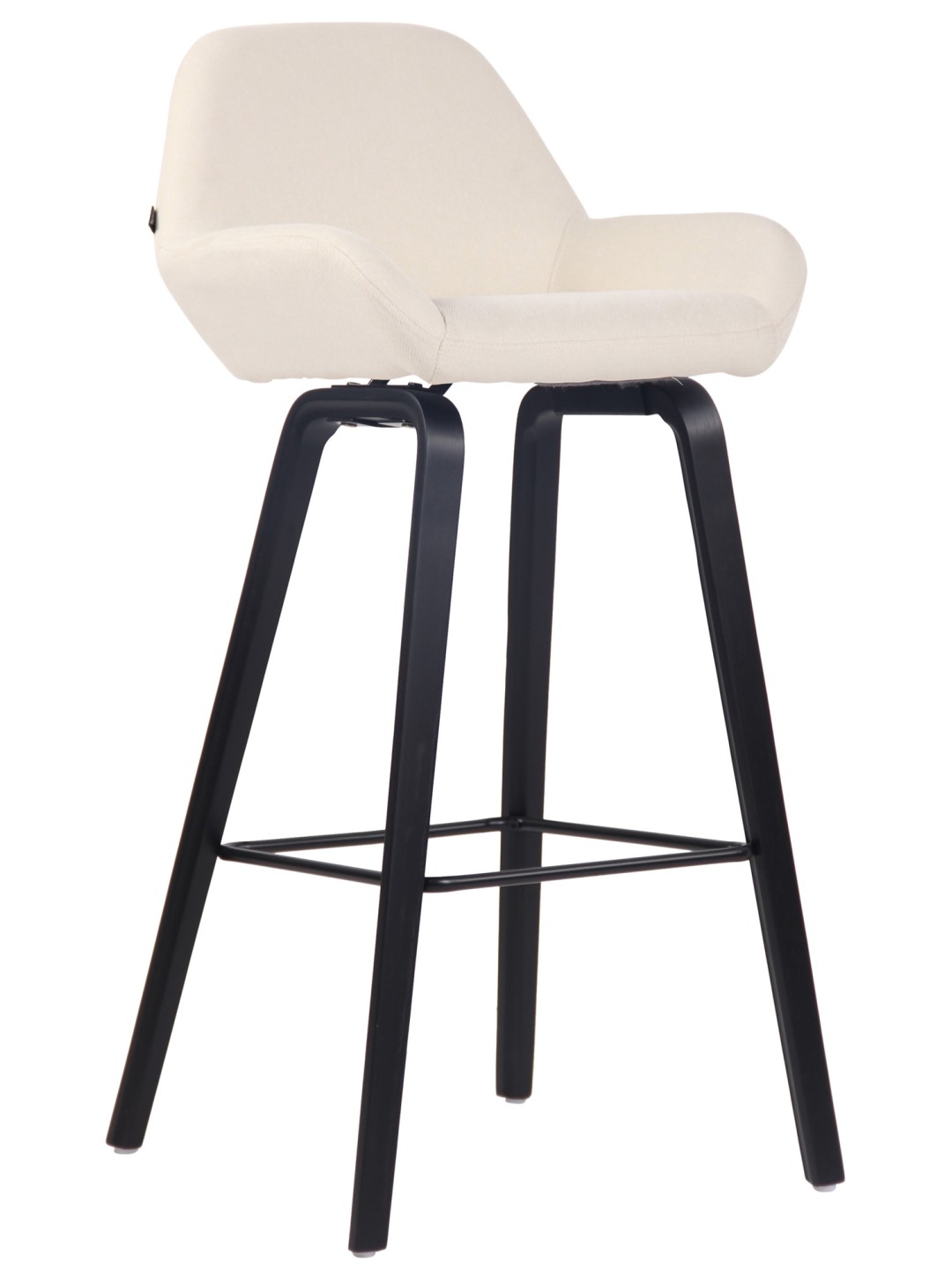 Taburete de bar Newnan tela estructura de 4 patas negro (roble), crema