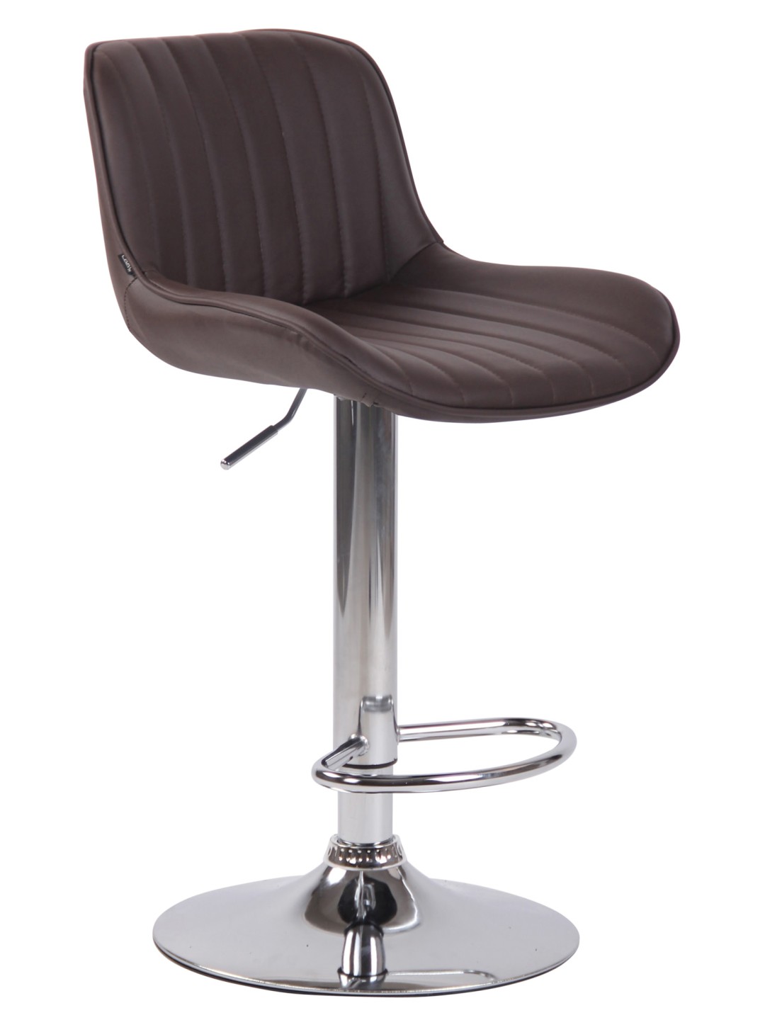 Taburete de bar Lentini piel sintética cromado, marrón