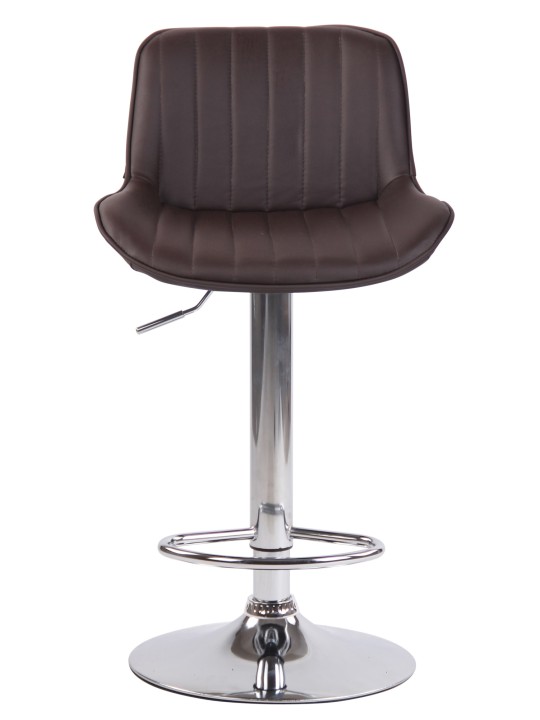 Taburete de bar Lentini piel sintética cromado, marrón