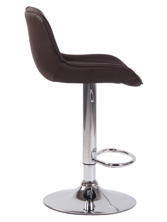 Taburete de bar Lentini piel sintética cromado, marrón