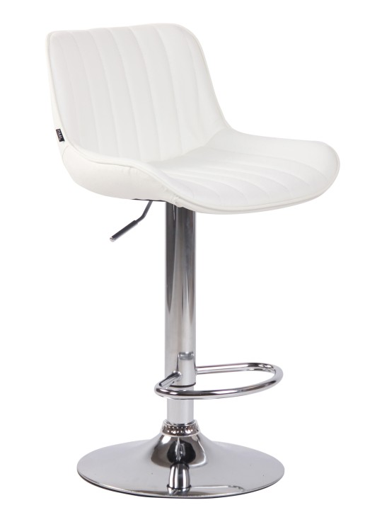 Taburete de bar Lentini piel sintética cromado, blanco