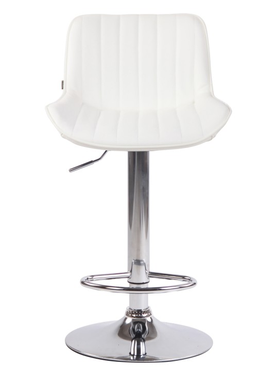 Taburete de bar Lentini piel sintética cromado, blanco
