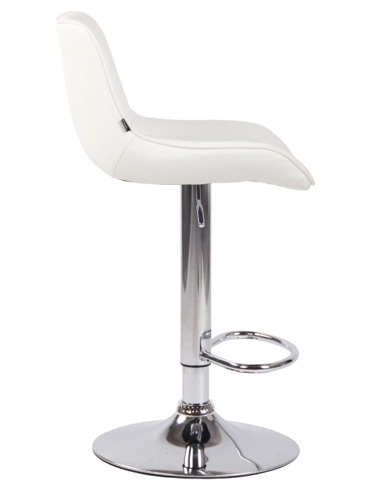Taburete de bar Lentini piel sintética cromado, blanco