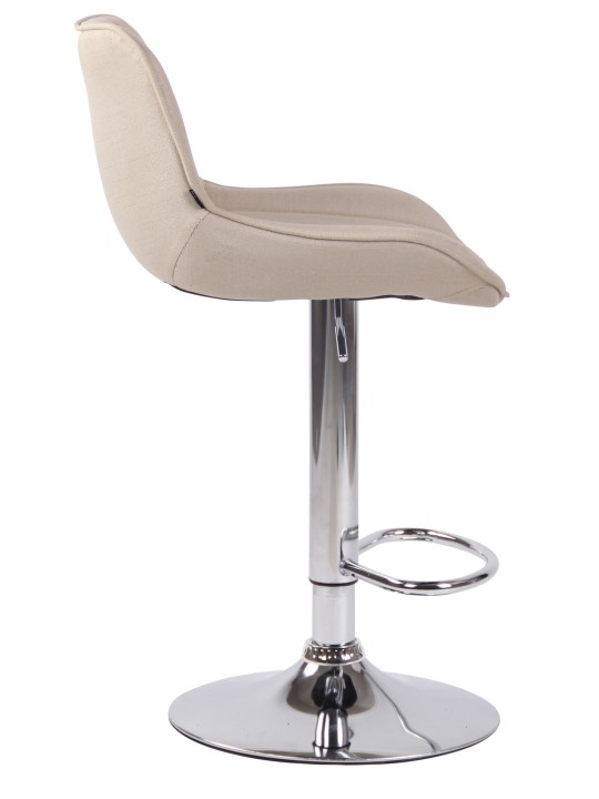 Taburete de bar Lentini tela cromo, crema