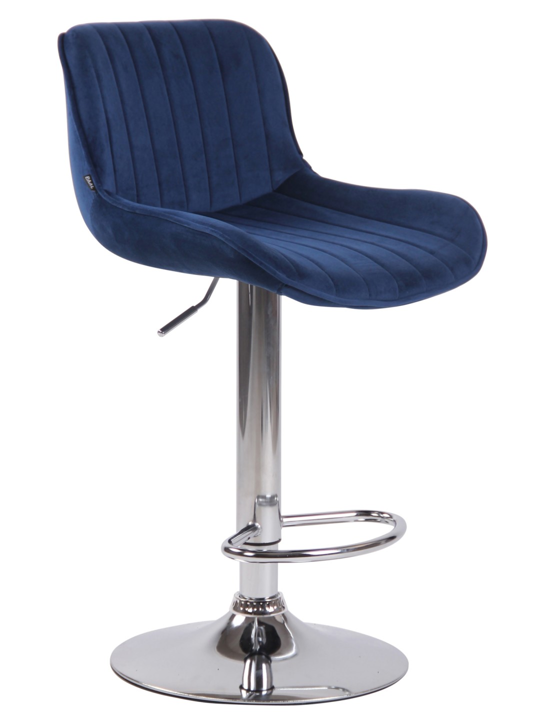 Taburete de bar Lentini terciopelo cromado, azul