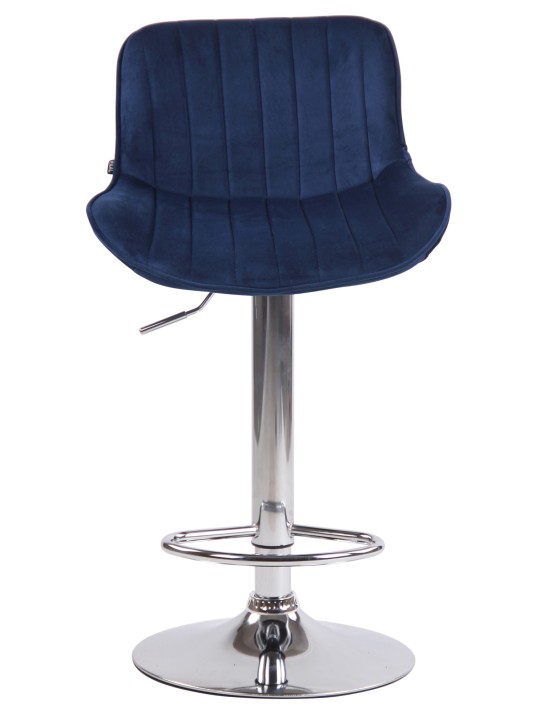 Taburete de bar Lentini terciopelo cromado, azul