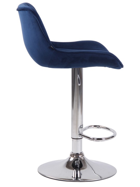 Taburete de bar Lentini terciopelo cromado, azul
