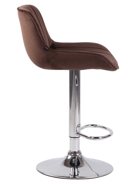 Taburete de bar Lentini terciopelo cromado, marrón
