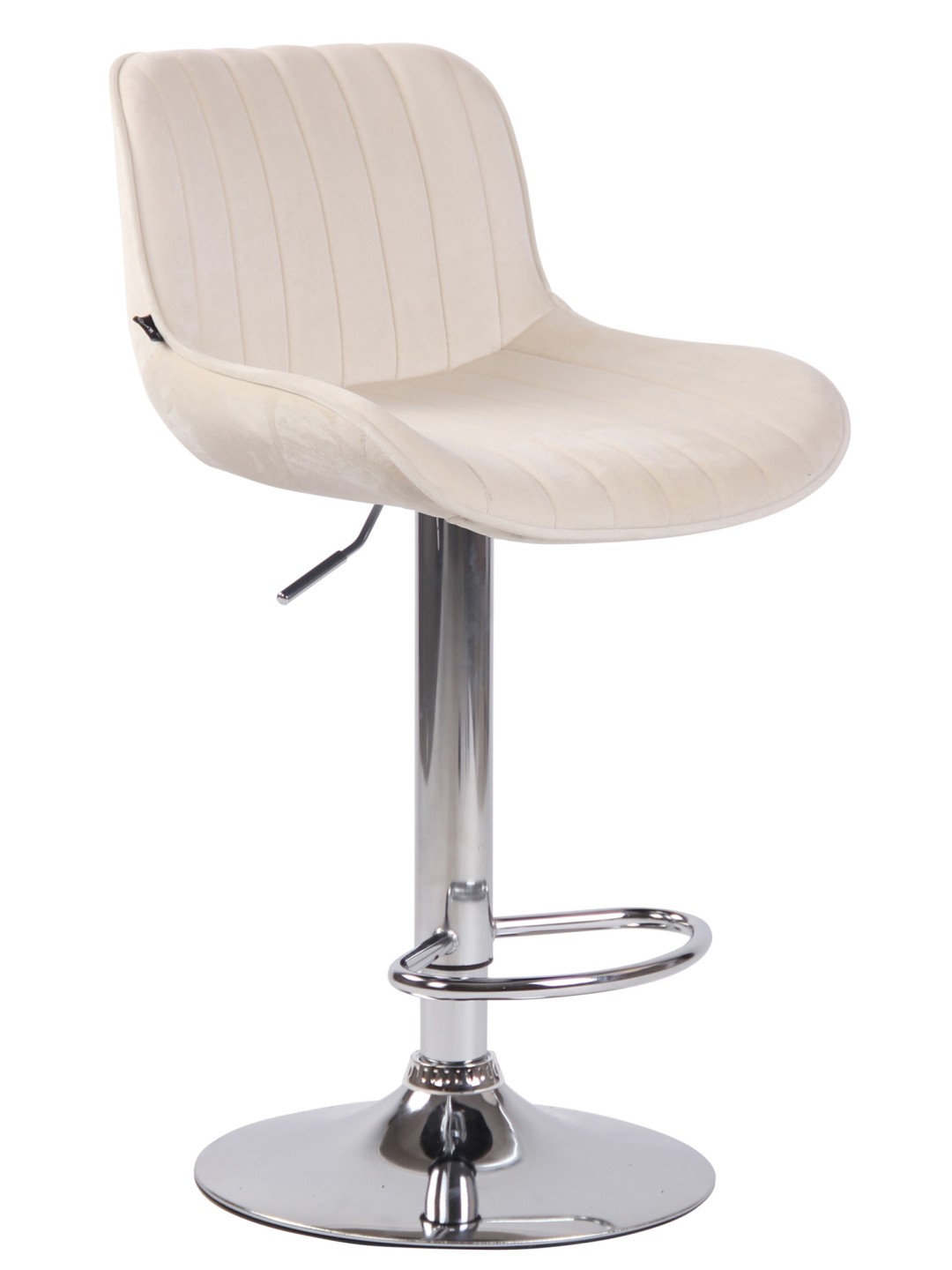 Taburete de bar Lentini terciopelo cromado, crema