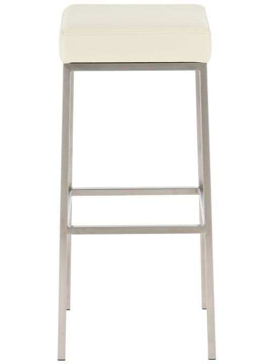 Juego de 2 taburetes de bar Montreal 85 piel sintética acero inoxidable, crema