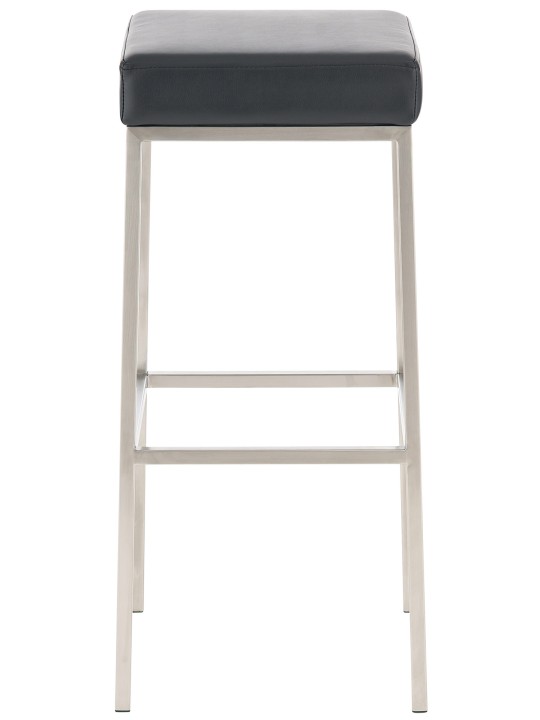 Juego de 2 taburetes de bar Montreal 85 piel sintética acero inoxidable, negro