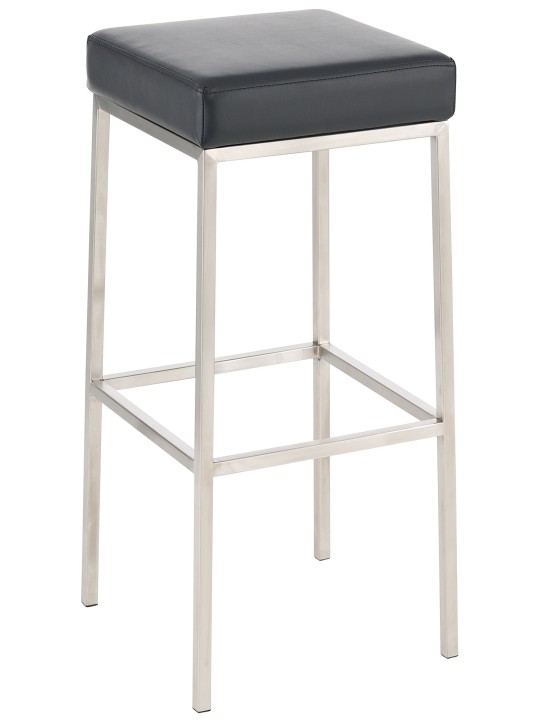 Juego de 2 taburetes de bar Montreal 80 piel sintética acero inoxidable, negro