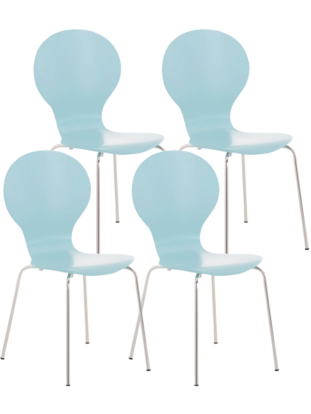 Juego de 4 sillas de visita Diego, azul claro
