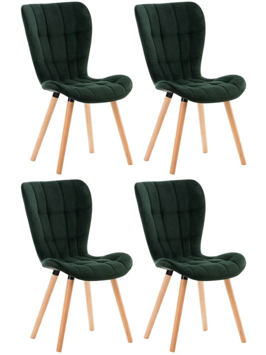 Conjunto de 4 sillas Elda terciopelo, verde Conjunto de 4 sillas Elda terciopelo, verde