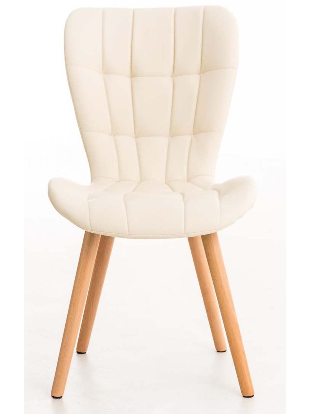 Juego de 4 sillas de comedor Elda piel sintética, crema