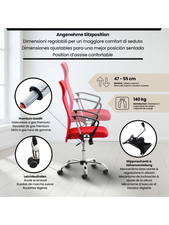 Silla de oficina Washington, rojo